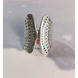 Boho Silvertone Corset Mandala Statement Ring Size 8 NWT Fashion Jewelry Gift